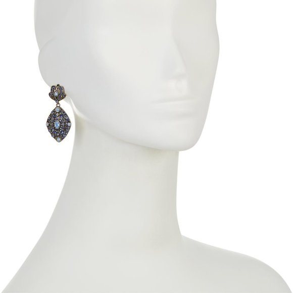 HEIDI DAUS "Sparkling Storyteller" Locket Necklace & Earrings Set ~Pierced, Blue - Picture 6 of 6